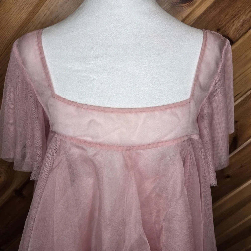 NWT FP Brenda Knight/ Nigel Preston‎ Pale Pink Provence Organza Nylon Top Small